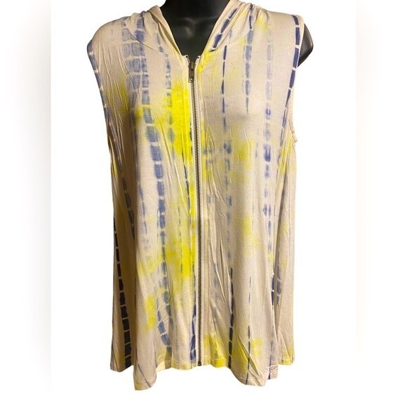NWT Buckle Hem & Thread sleeveless tie dye hoodie / swimsuit coverup zip up S - Picture 10 of 11